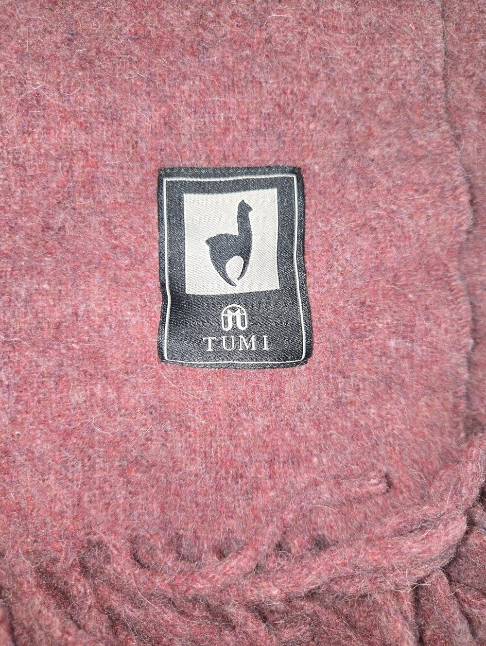 TUMI Alpaca Wool Blend Throw Blanket with Fringe